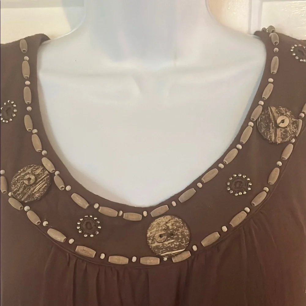 Dress Barn Brown Embellished Tank Top (18) - Picture 2 of 3